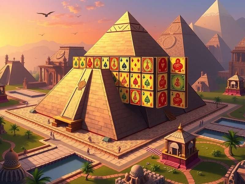 पिरामिड सोलिटेयर खेलते हुए हाथ