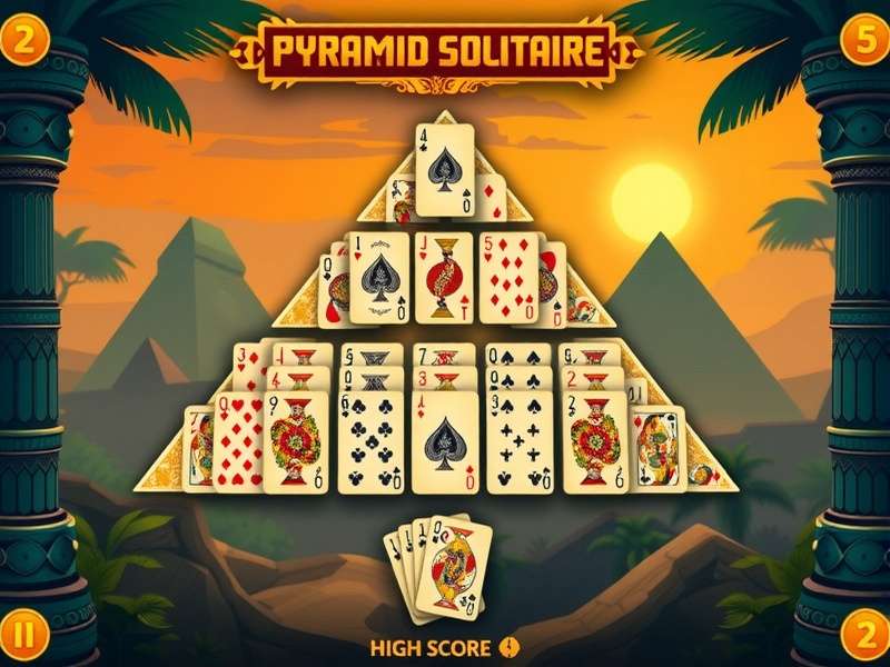 पिरामिड सॉलिटेयर AARP उच्च स्कोर रणनीति दिखाता चित्र